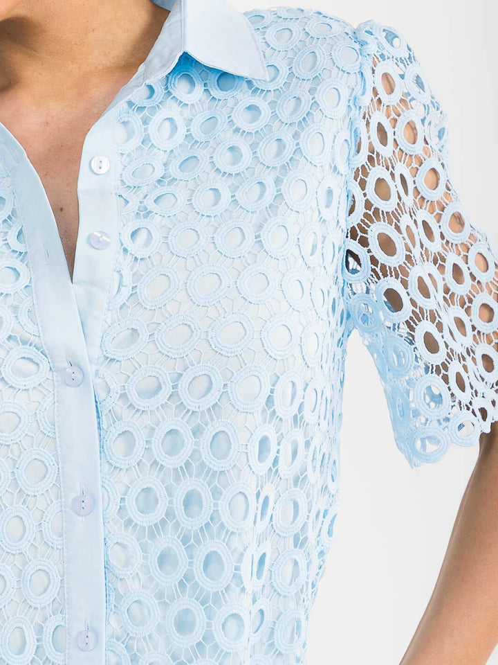 WOMEN'S SHORT SLEEVE BLOUSE & ELASTIC WAIST SHORTS CROCHET 2PC. SET