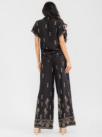 WOMEN'S SHORT SLEEVE BLOUSE & ELASTIC WAIST PANTS EMBROIDERY 2PC. SET