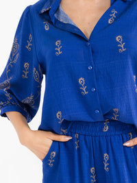 WOMEN'S 3/4 SLEEVE BLOUSE & ELASTIC WAIST PANTS MULTI PRINT 2PC. SET