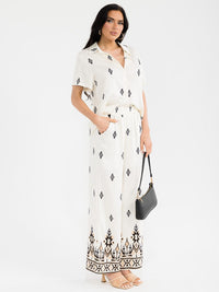 WOMEN'S SHORT SLEEVE BLOUSE & ELASTIC WAIST PANTS MULTI PRINT 2PC. SET