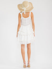 WOMEN'S SLEEVELESS V-NECK TIERED LACE MINI DRESS