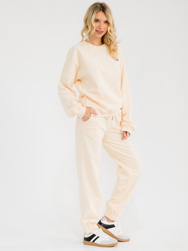 WOMEN'S LONG SLEEVE PULLOVER SWEATER & ELASTIC WAIST PANTS GRAPHIC 2PC. SET