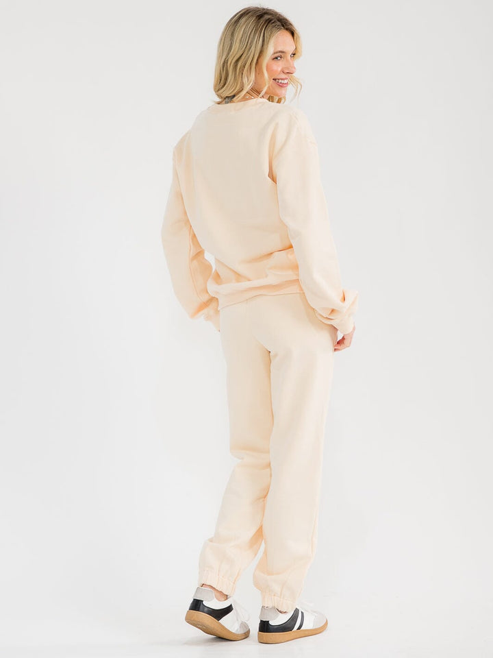 WOMEN'S LONG SLEEVE PULLOVER SWEATER & ELASTIC WAIST PANTS GRAPHIC 2PC. SET