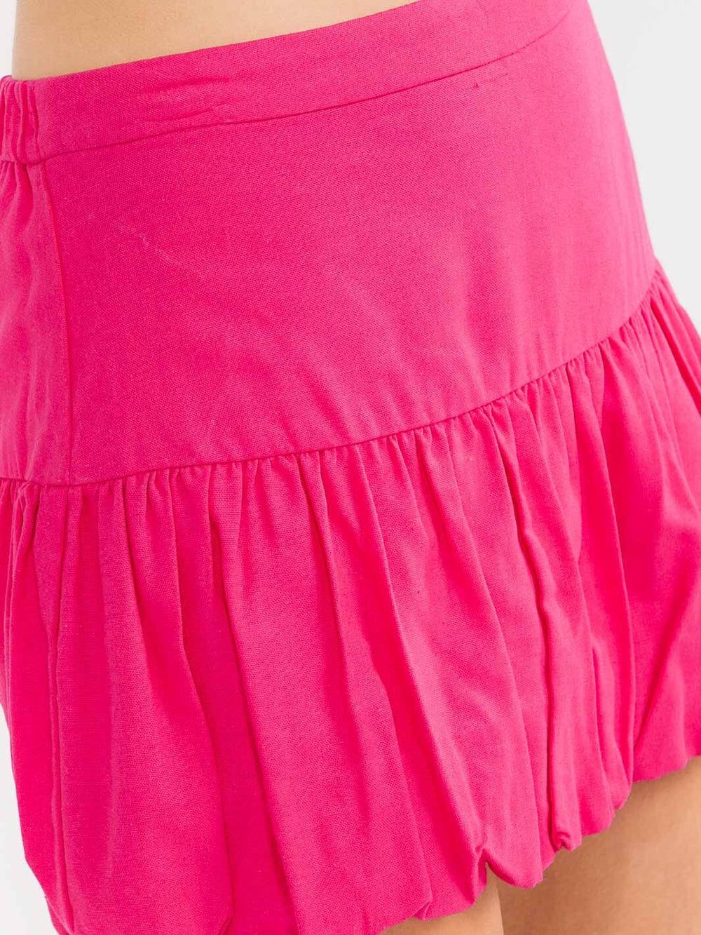 WOMEN'S ZIPPER CLOSURE PLEATED LINEN MINI SKORT