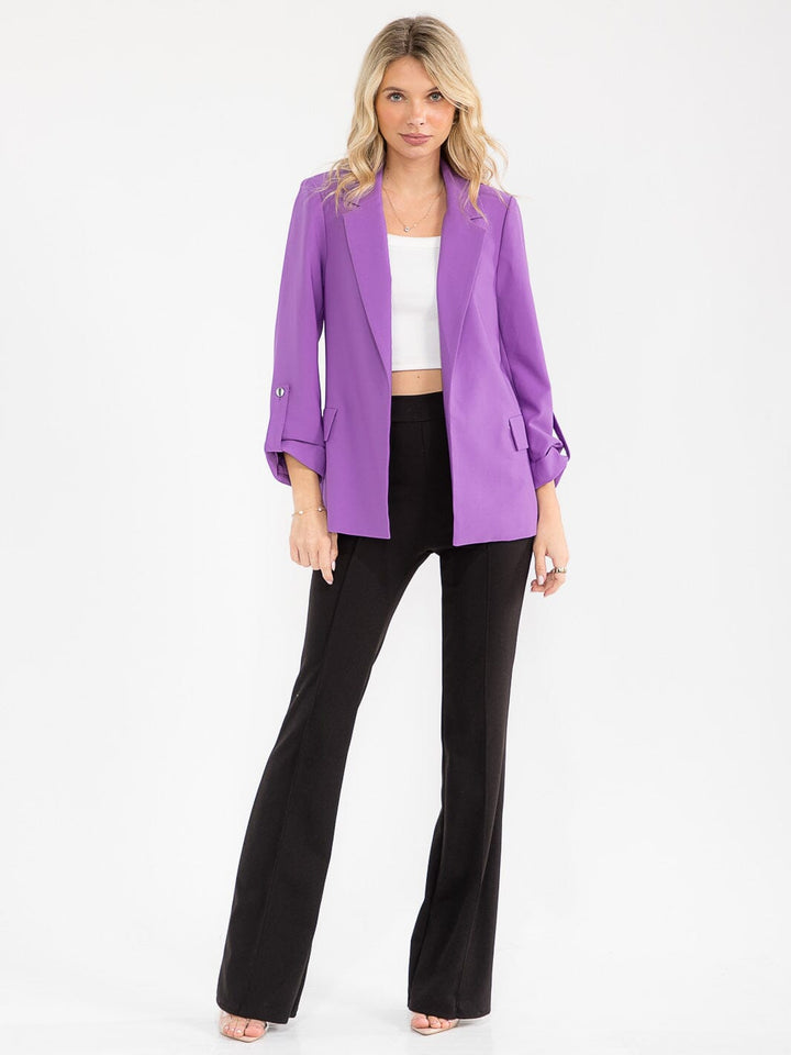 WOMEN'S 3/4 SLEEVE BUTTON CLOSURE FRONT POCKETS BLAZERS