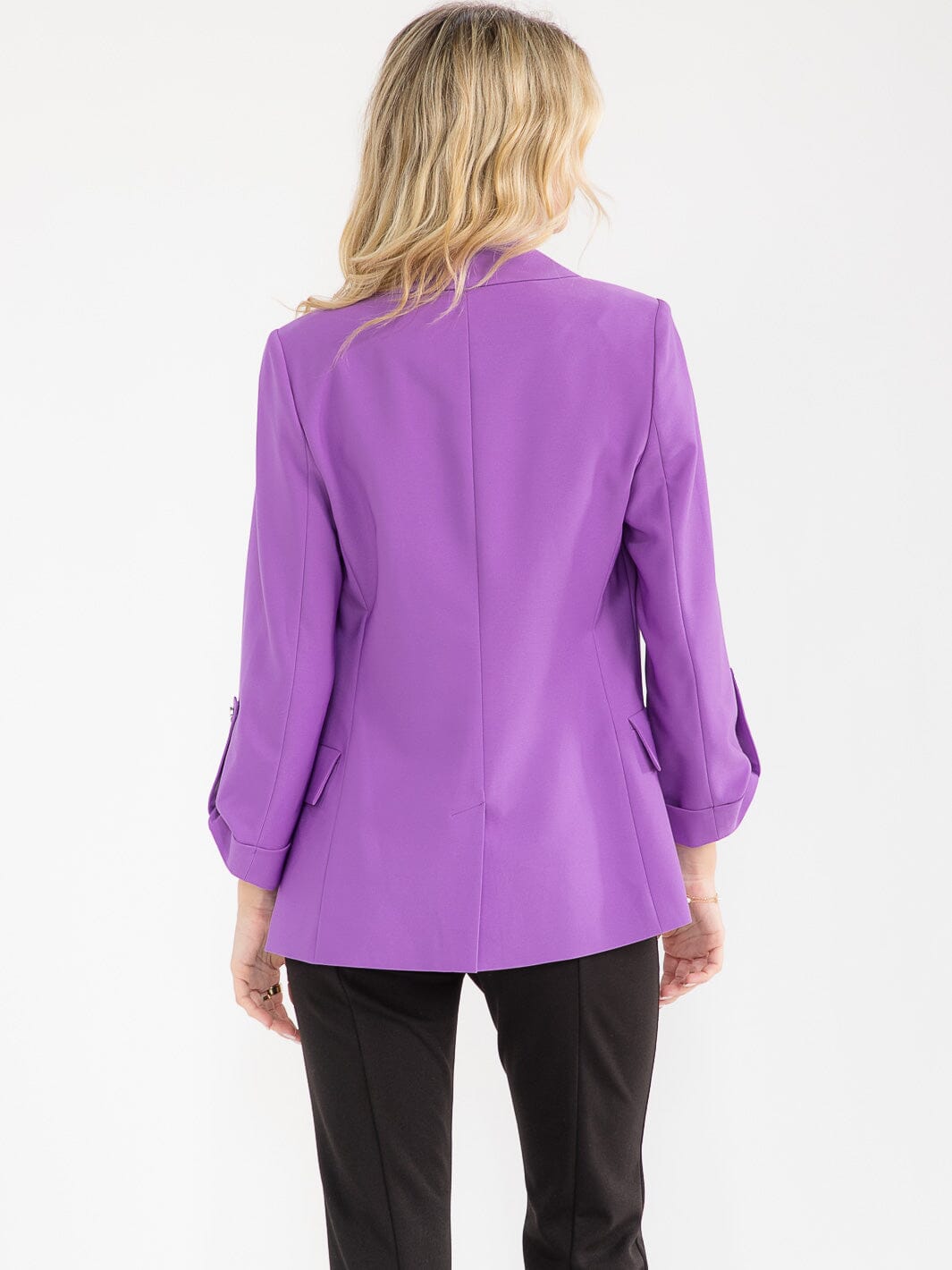 WOMEN'S 3/4 SLEEVE BUTTON CLOSURE FRONT POCKETS BLAZERS