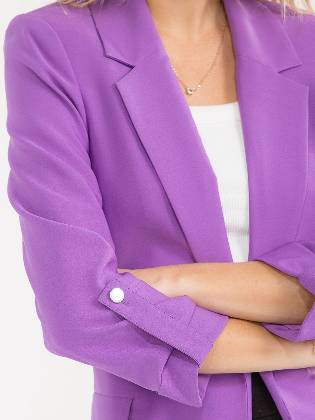 WOMEN'S 3/4 SLEEVE BUTTON CLOSURE FRONT POCKETS BLAZERS