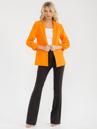 WOMEN'S 3/4 SLEEVE BUTTON CLOSURE FRONT POCKETS BLAZERS