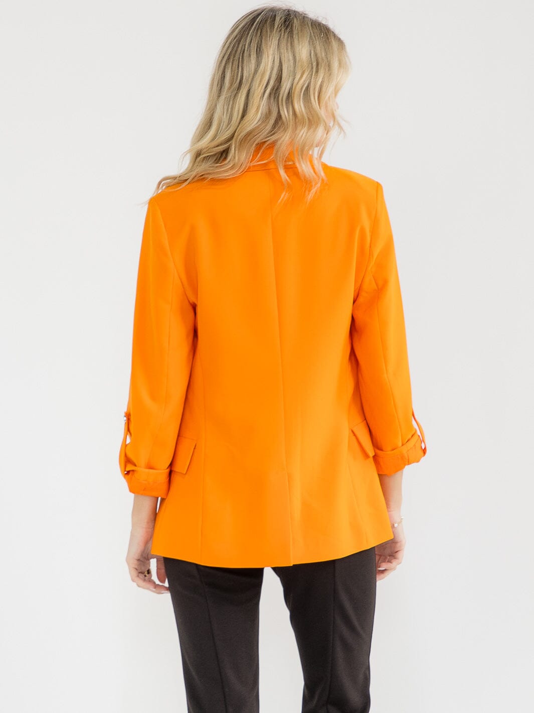 WOMEN'S 3/4 SLEEVE BUTTON CLOSURE FRONT POCKETS BLAZERS