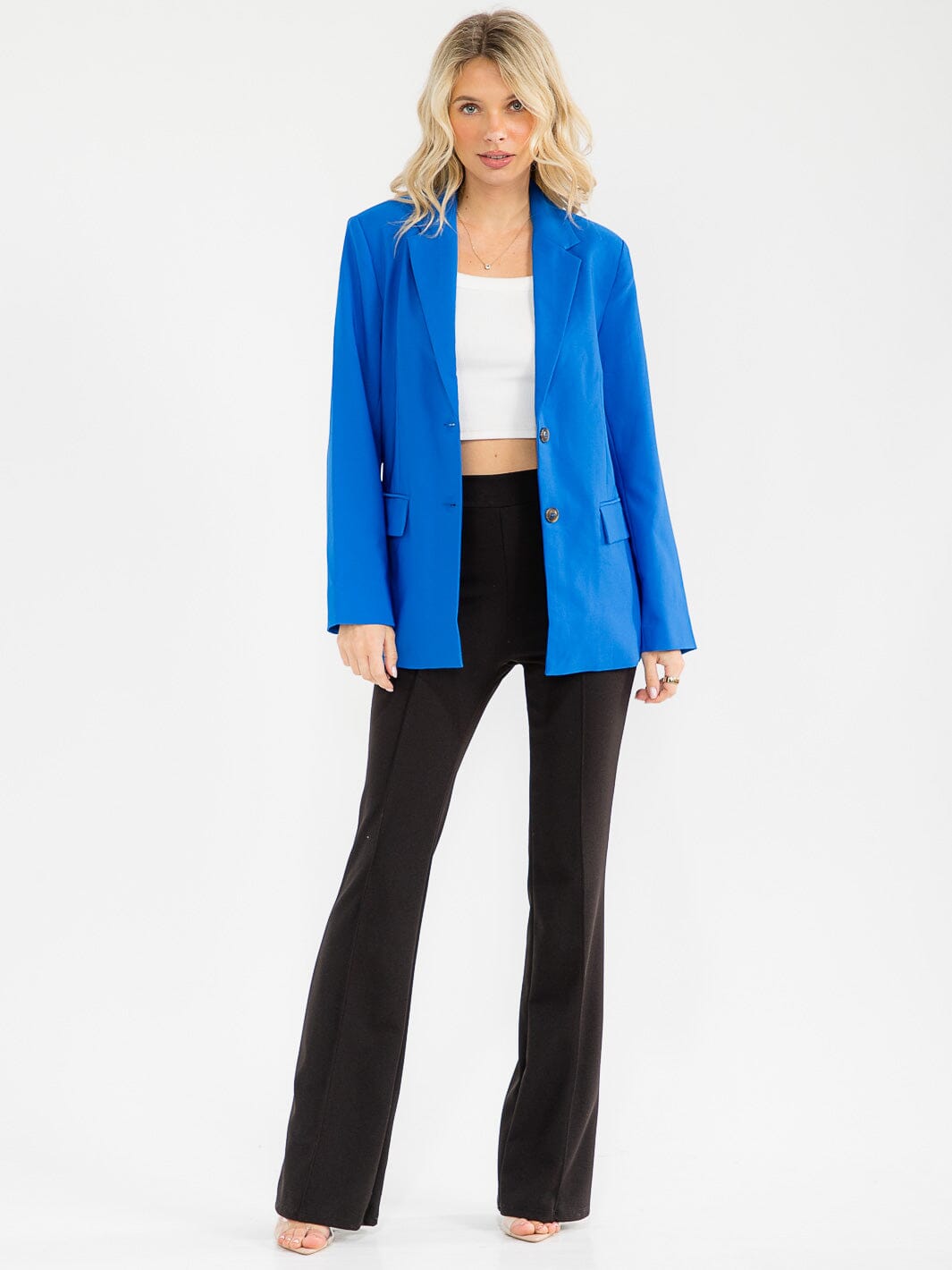 WOMEN'S LONG SLEEVE BUTTON CLOSURE FRONT POCKETS BLAZERS
