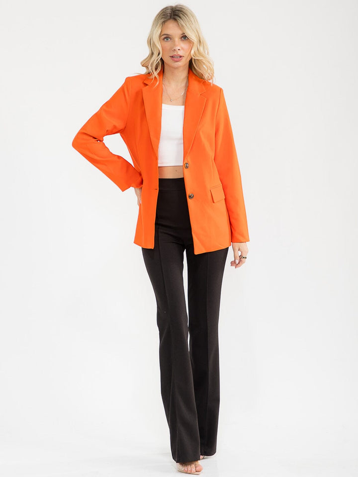 WOMEN'S LONG SLEEVE BUTTON CLOSURE FRONT POCKETS BLAZERS