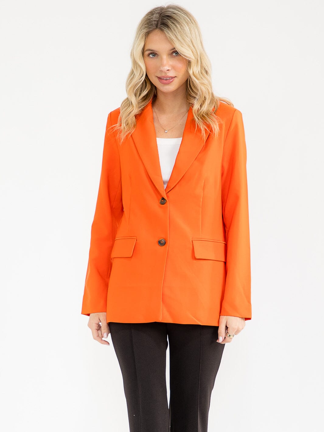 WOMEN'S LONG SLEEVE BUTTON CLOSURE FRONT POCKETS BLAZERS