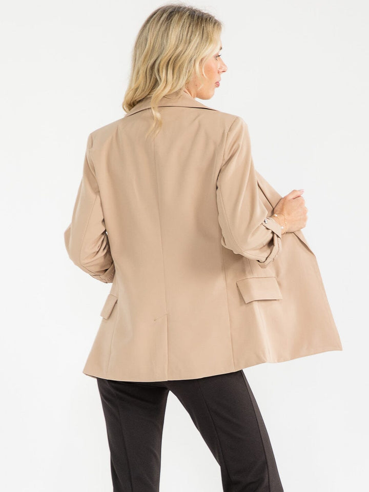 WOMEN'S 3/4 SLEEVE BUTTON CLOSURE FRONT POCKETS BLAZERS