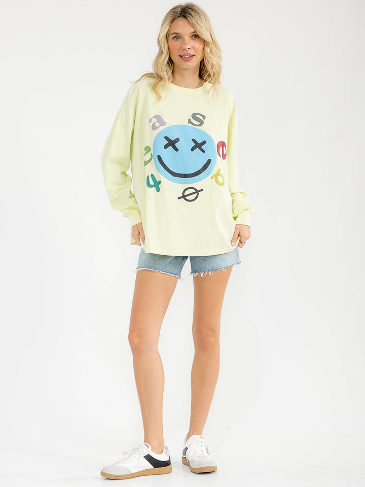 WOMEN'S LONG SLEEVE GRAPHIC OVERSIZED TOP