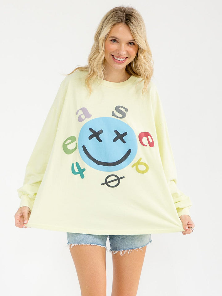 WOMEN'S LONG SLEEVE GRAPHIC OVERSIZED TOP
