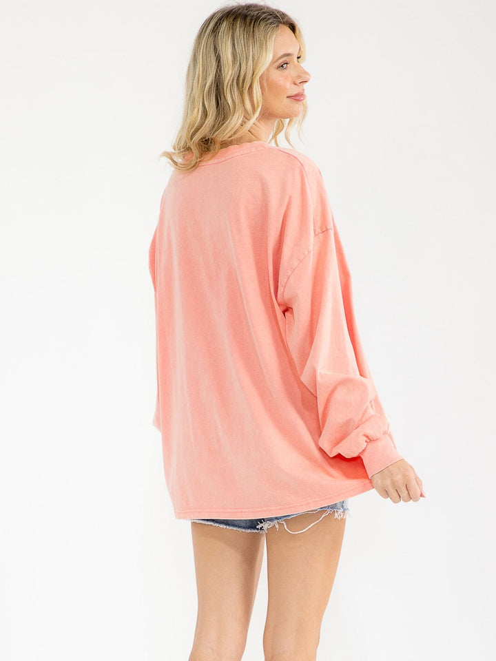 WOMEN'S LONG SLEEVE GRAPHIC OVERSIZED TOP