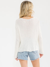 WOMEN'S LONG SLEEVE V-NECK KNIT TOP
