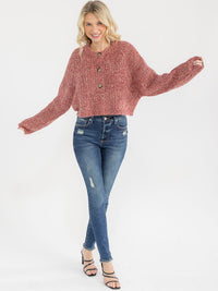 WOMEN'S LONG SLEEVE BUTTON UP PULLOVER SWEATER