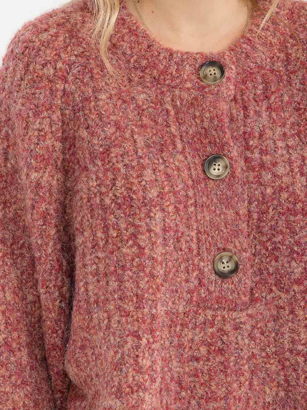 WOMEN'S LONG SLEEVE BUTTON UP PULLOVER SWEATER