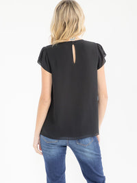 WOMEN'S SHORT SLEEVE PLEATED BLOUSE