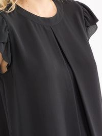 WOMEN'S SHORT SLEEVE PLEATED BLOUSE