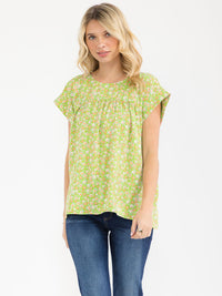 WOMEN'S SHORT SLEEVE FLORAL PRINT BLOUSE