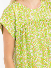 WOMEN'S SHORT SLEEVE FLORAL PRINT BLOUSE
