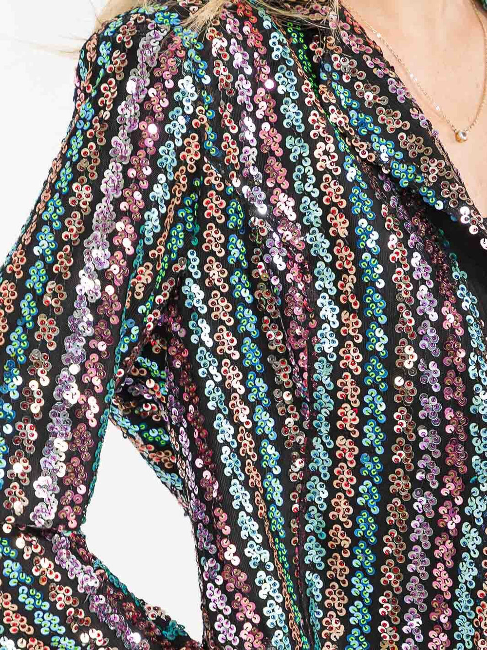 WOMEN'S LONG SLEEVE OPEN FRONT SEQUINS BLAZERS