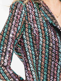 WOMEN'S LONG SLEEVE OPEN FRONT SEQUINS BLAZERS