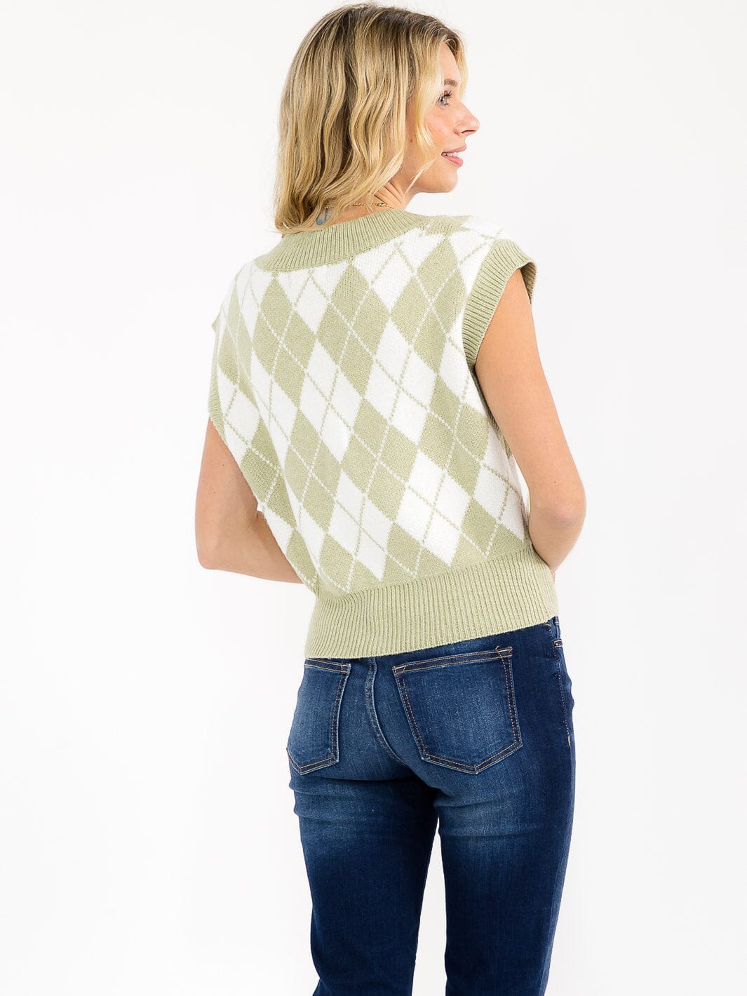 WOMEN'S SLEEVELESS V-NECK COLORBLOCK KNIT SWEATER VEST