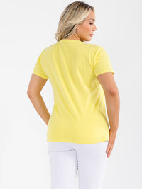 PLUS SIZE SHORT SLEEVE RHIMESTONES BOW TOP