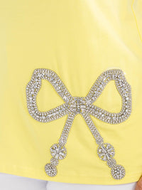 PLUS SIZE SHORT SLEEVE RHIMESTONES BOW TOP