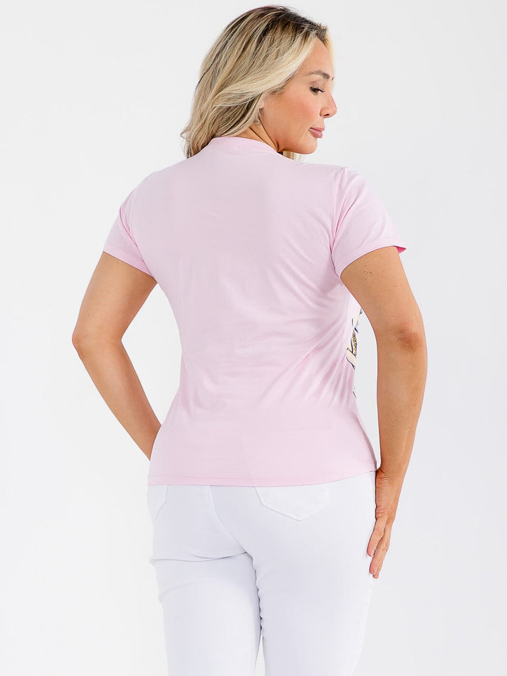 PLUS SIZE SHORT SLEEVE RHINESTONES GRAPHIC TOP