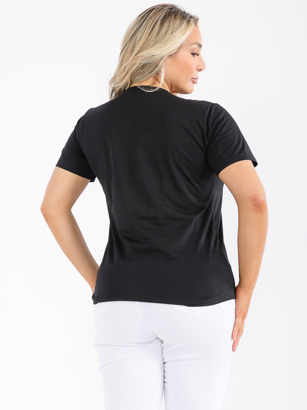 PLUS SIZE SHORT SLEEVE GRAPHIC FLOWER DETAILED TOP