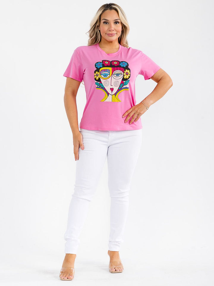 PLUS SIZE SHORT SLEEVE GRAPHIC TOP