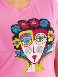 PLUS SIZE SHORT SLEEVE GRAPHIC TOP