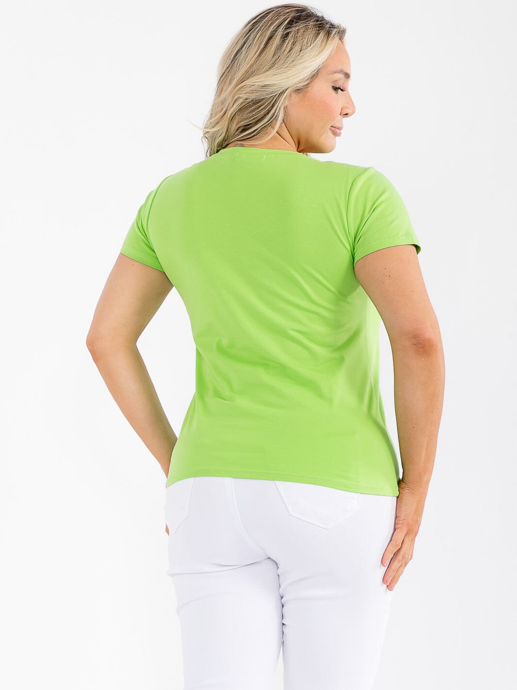 PLUS SIZE SHORT SLEEVE GRAPHIC RHINESTONE TOP