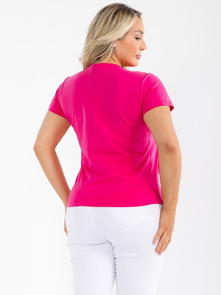 PLUS SIZE SHORT SLEEVE BOWS RHINESTONE TOP