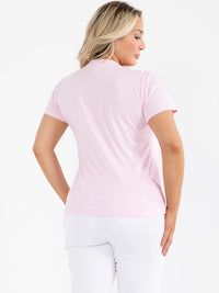 PLUS SIZE SHORT SLEEVE FLOWER RHINESTONE TOP