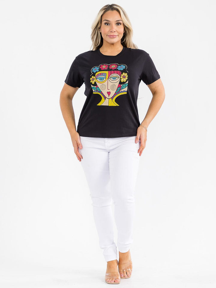 PLUS SIZE SHORT SLEEVE GRAPHIC TOP