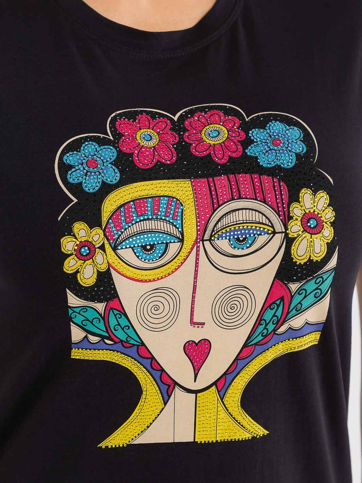 PLUS SIZE SHORT SLEEVE GRAPHIC TOP