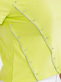 PLUS SIZE SHORT SLEEVE SIDE DETAILED RHINESTONE TOP