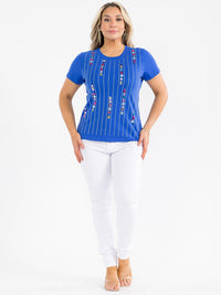 PLUS SIZE SHORT SLEEVE STONE DETAILED TOP