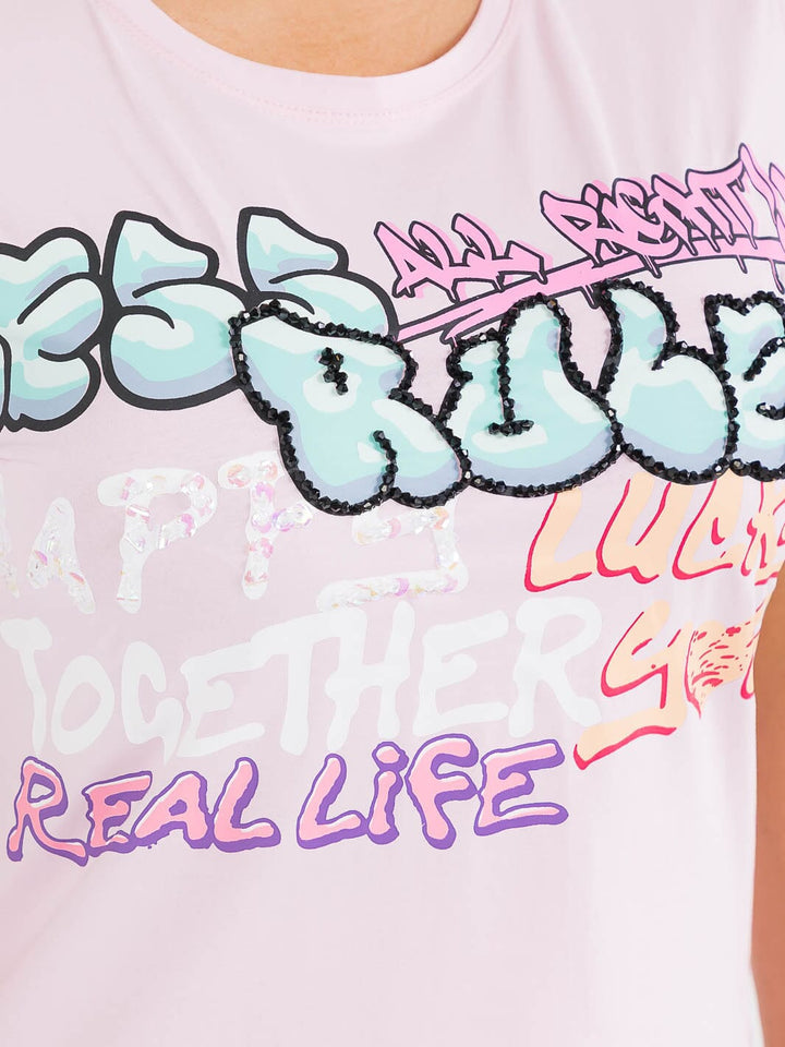 PLUS SIZE SHORT SLEEVE GRAPHIC TOP