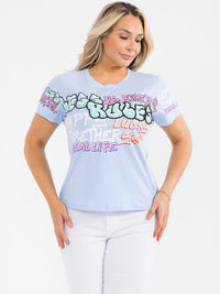 PLUS SIZE SHORT SLEEVE GRAPHIC TOP