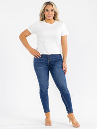 PLUS SIZE SHORT SLEEVE SIDE DETAILED RHINESTONE TOP