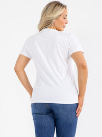 PLUS SIZE SHORT SLEEVE GRAPHIC RHINESTONES TOP