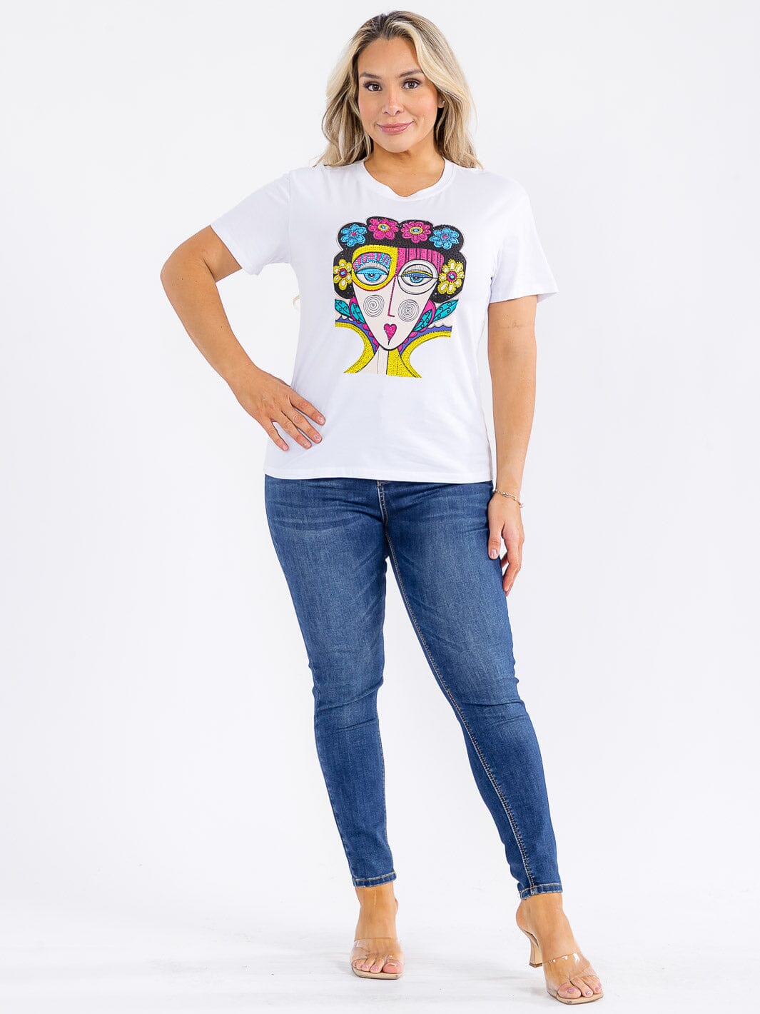PLUS SIZE SHORT SLEEVE GRAPHIC TOP