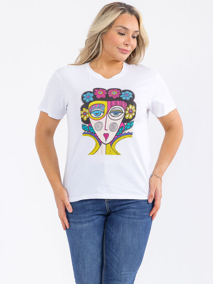PLUS SIZE SHORT SLEEVE GRAPHIC TOP