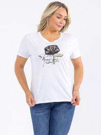 PLUS SIZE SHORT SLEEVE GRAPHIC SEQUINS TOP